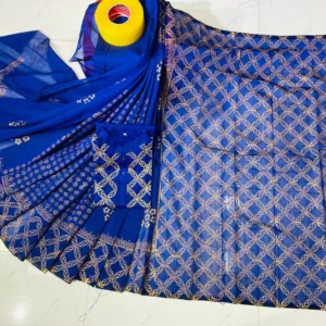 Couple Block Print Half Silk Sharee Block Print Dhupiana Silk Panjabi Model - HMS - 2024003