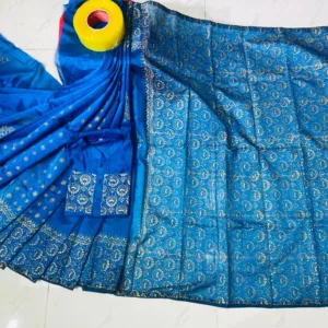 Couple Block Print Half Silk Sharee Block Print Dhupiana Silk Panjabi Model - HMS - 2024013