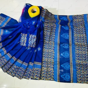 Couple Block Print Half Silk Sharee Block Print Dhupiana Silk Panjabi Model - HMS - 2024067