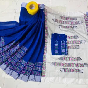 Couple Block Print Half Silk Sharee Block Print Dhupiana Silk Panjabi Model - HMS - 2024077