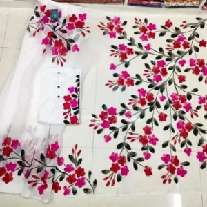 Couple Hand Paint Half Silk Sharee Hand Paint Dhupiana Silk Panjabi Model- HMS-2029071