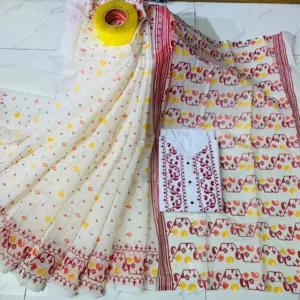 Couple Screen Print Half Silk Sharee Block Print Dhupiana Silk Panjabi Model- HMS-2023008