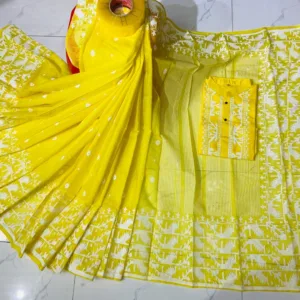 Couple Screen Print Half Silk Sharee Block Print Dhupiana Silk Panjabi Model- HMS-2023024