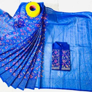 Couple Screen Print Half Silk Sharee Block Print Dhupiana Silk Panjabi Model- HMS-2023047