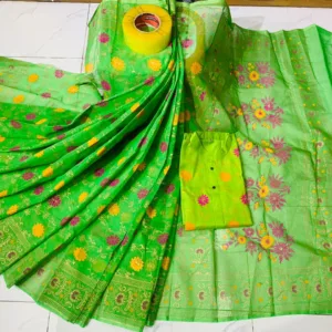 Couple Screen Print Half Silk Sharee Block Print Dhupiana Silk Panjabi Model- HMS-2023061