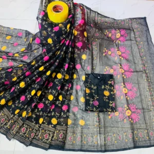 Couple Screen Print Half Silk Sharee Block Print Dhupiana Silk Panjabi Model- HMS-2023066